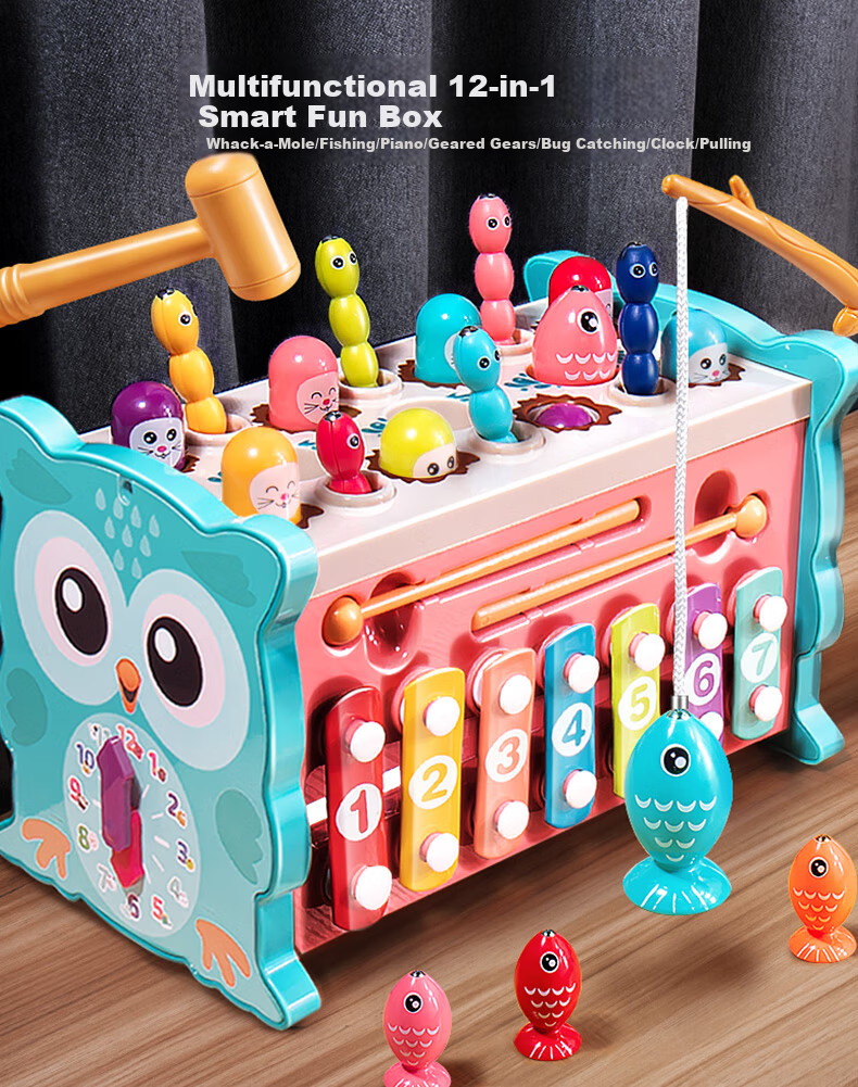Kakabeier Baby Toy 0-1 Year Multifunctional Six-Sided Whack-a-Mole Fishing Game Green Birthday Gift for Boys and Girls 1
