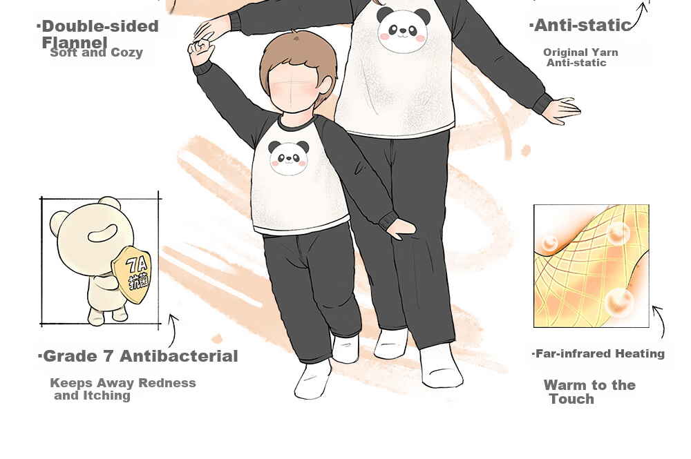 Betis Children's Winter Pajamas New Baby Homewear Set Flannel Fleece Thickened Warm Boys Girls 5