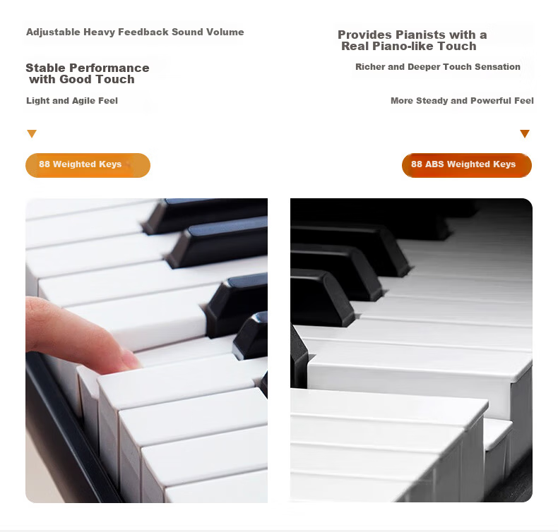 Betsy B885 Black Digital Piano with 88 Weighted Keys, Beginner Home Practice, Professional Grading Electronic Piano with Wooden Stand 13