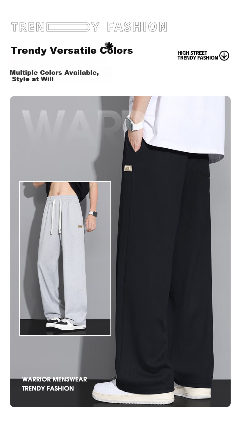 Warrior Men's Casual Pants, Spring And Autumn Loose-Fitting Trousers with Drawstring, Straight-Leg Versatile Slimming Athletic Pants for Me 3