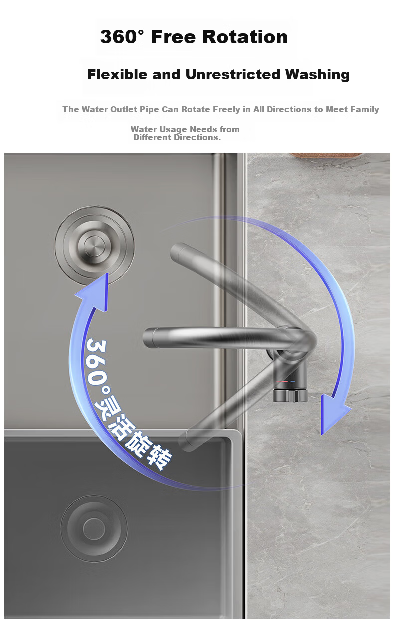 JOMOO Kitchen Faucet Sink Spray Gray Dishwashing Basin Kitchen and Bathroom Sink Hot and Cold Water Faucet 33080-506/HBS1-Z 13