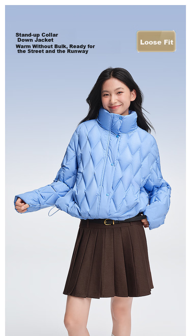 BOSIDENG Women's Spring and Autumn 90% Down Lightweight Stand Collar Slim Fit Short Casual Versatile Jacket 2