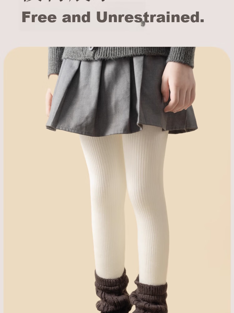 LangSha Girls' Fleece-Lined Thickened Autumn Winter Tights Layered Socks Children's Leggings Winter Baby Outdoor Long Pants 16