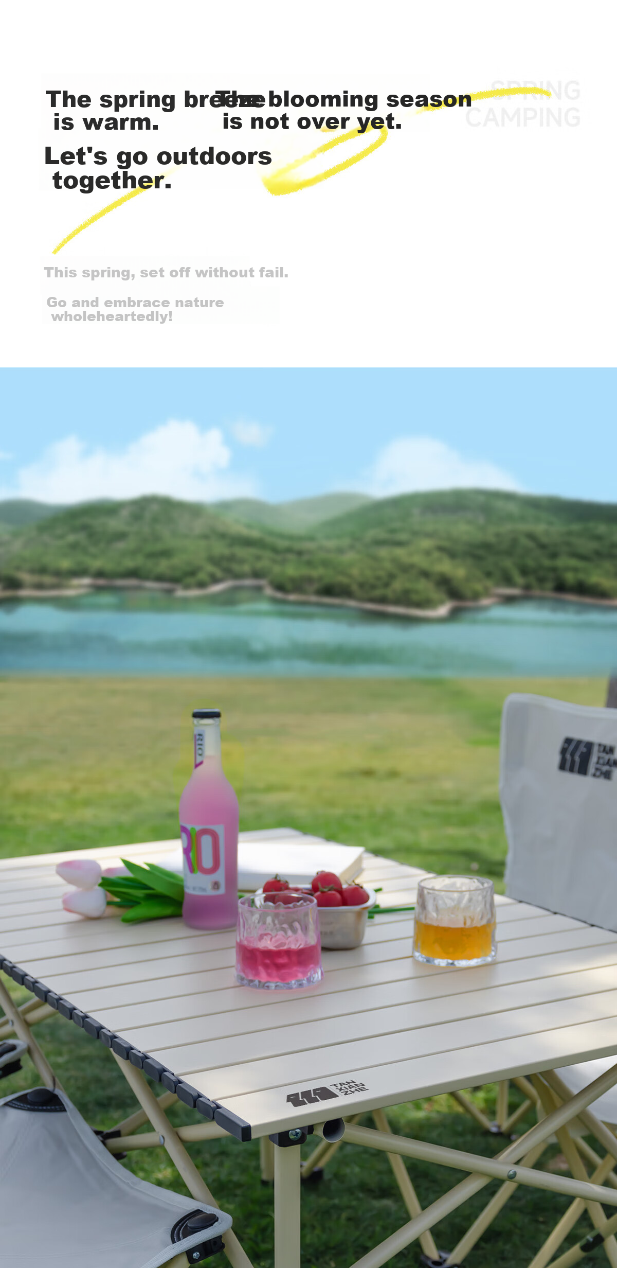 TAN XIAN ZHE Outdoor Portable Folding Table Picnic Table Park Home Long Table Camping BBQ Table 4