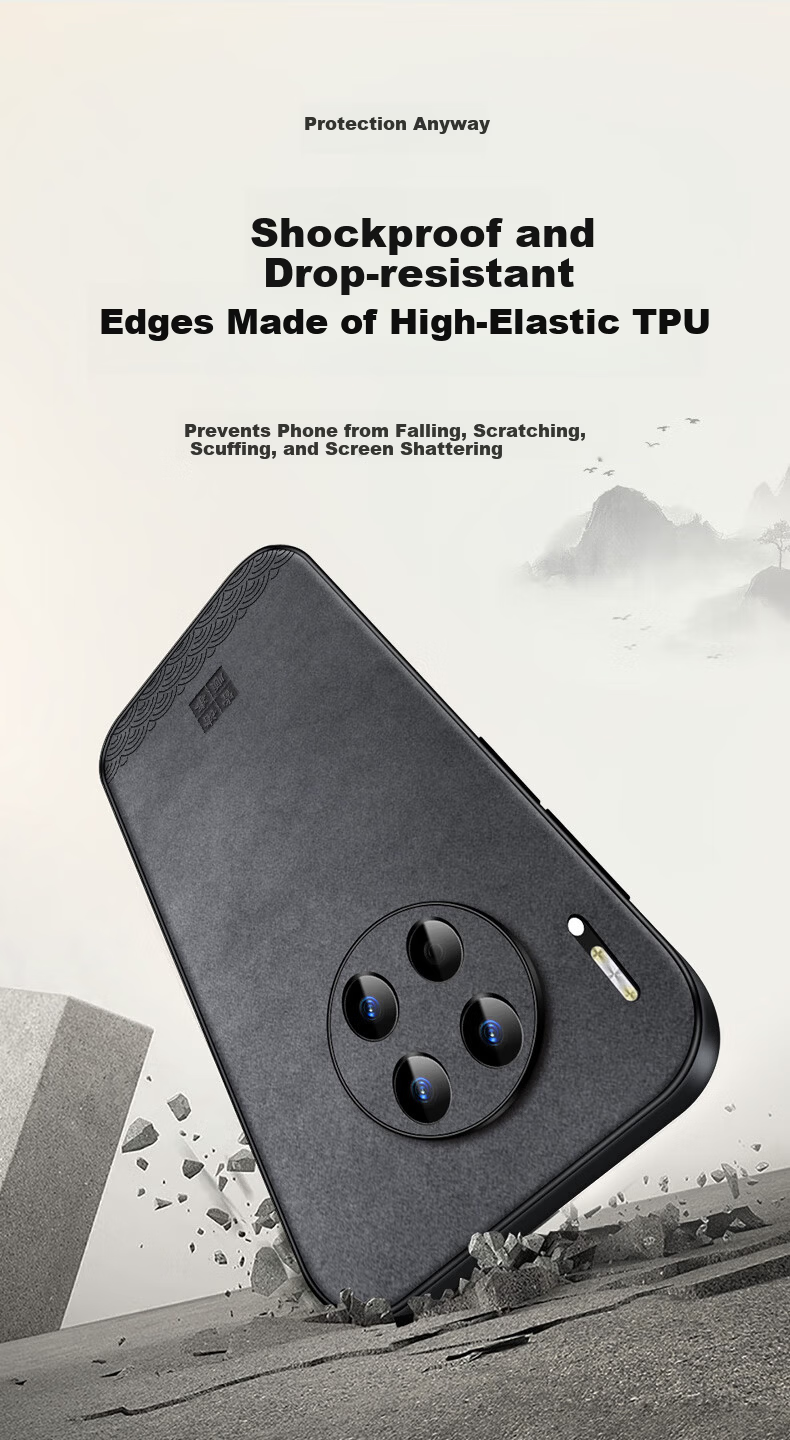 Shangsu Huawei Mate30 Phone Case Full Coverage Lens Protection Chinese Style Minimalist Creative National Trend Sheepskin Shell for Men and Women with Auspicious Clouds 2