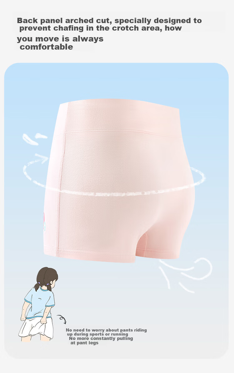 Jiusuiban Girls' Developmental High-Waist Antibacterial Cotton Underwear, A-Class Protective Belly Boxer Shorts for Teenage Girls, Size 7A 7