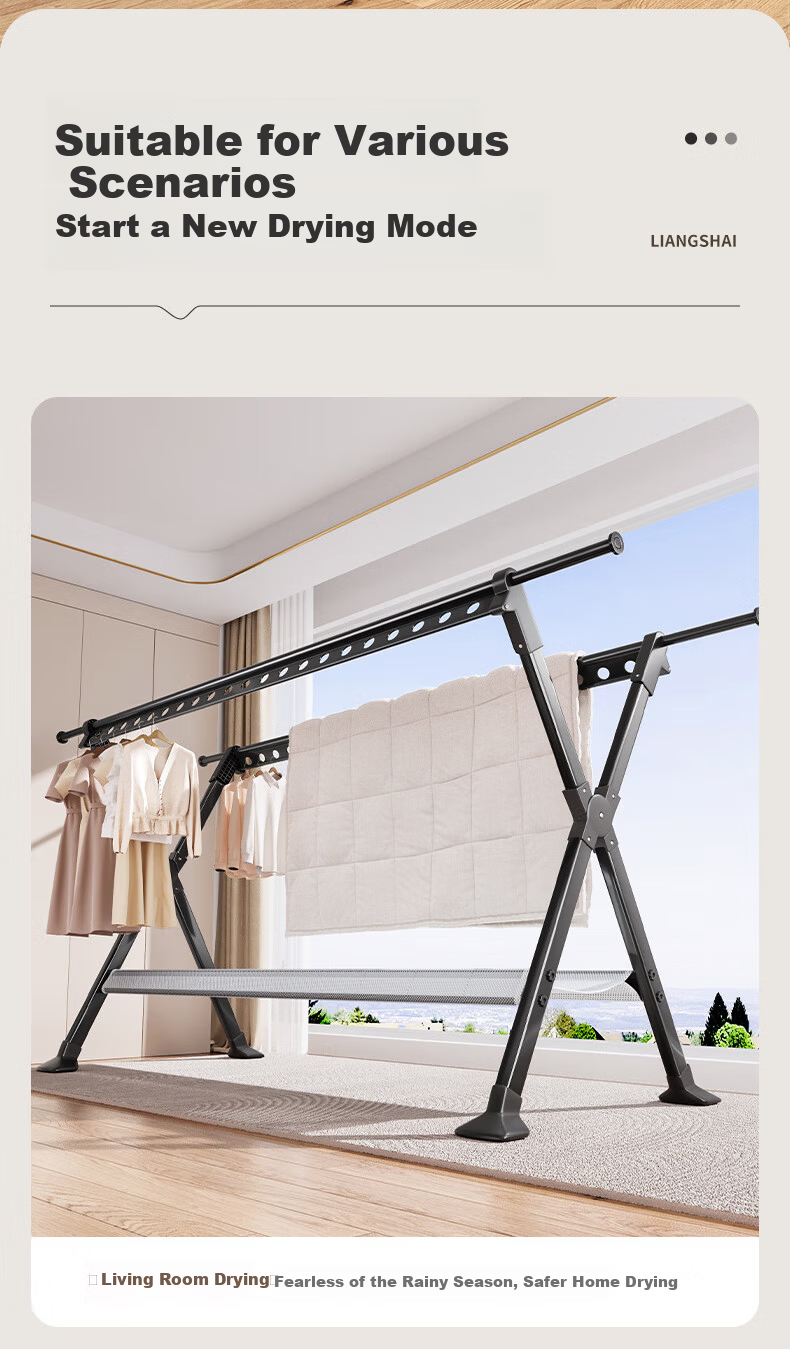 Jing Jiayi Foldable Floor Clothes Drying Rack Carbon Steel Home Balcony Laundry Rack Quilt Drying Rack Hanger 10