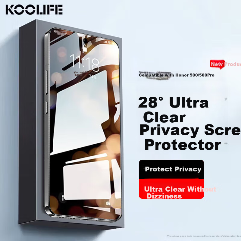 KOOLIFE 28° True Privacy Screen Protector for Honor 500 Honor 500Pro Tempered Glass Anti-Peeping Privacy Protection Film HD Anti-Fingerprint Drop Resistant