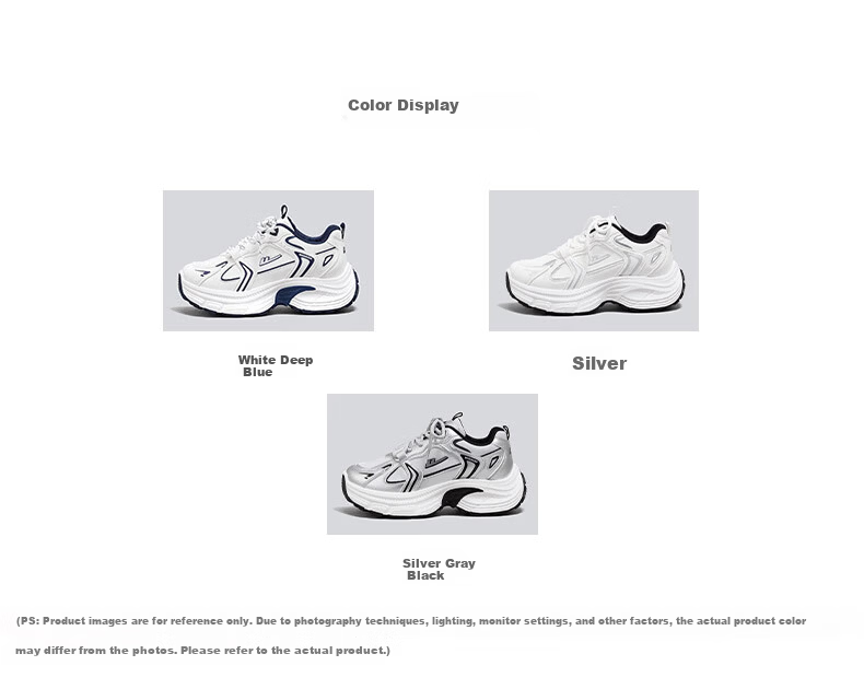 Warrior Women's Sports Shoes 2025 Autumn New Thick-Soled Leather Casual Breathable Dad Sneakers Silver 38 2