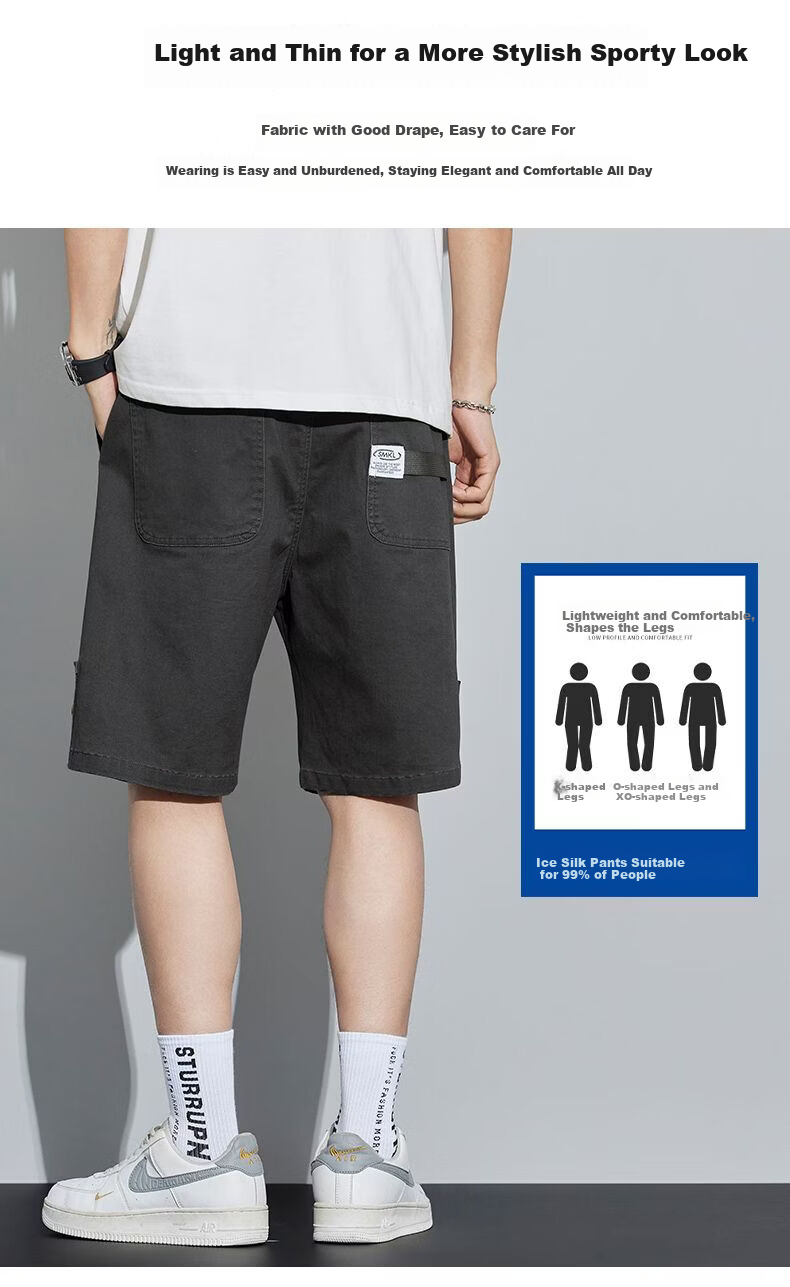 Mark Fairwhale Men's Summer Casual Lightweight Breathable Five-Point Shorts Versatile Outdoor Sports Pants Gray XL 3