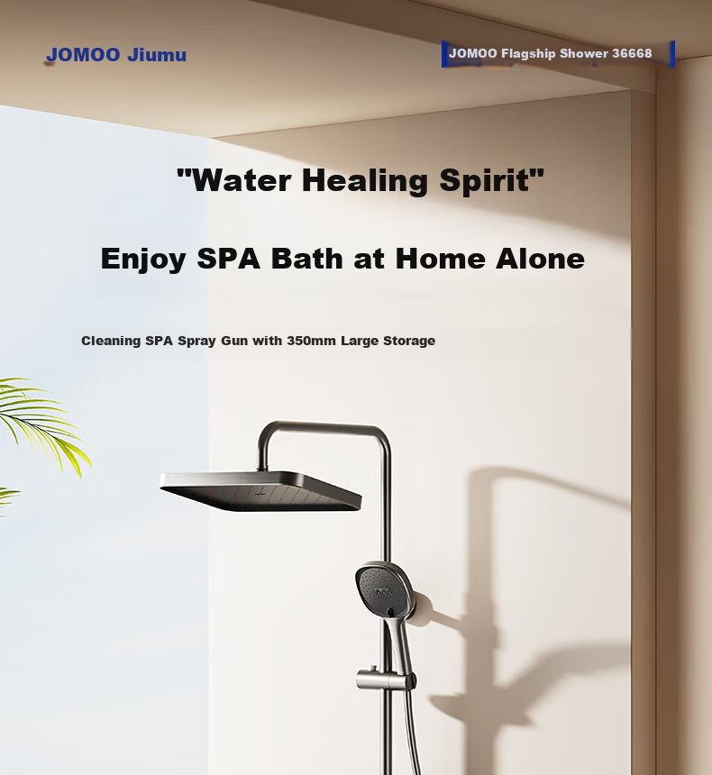 JOMOO Shower Set with Piano Key Massage Spray Gun, Descaling Top Water Spray, Yu Spirit Shower Head 36668-882/1B-1 4
