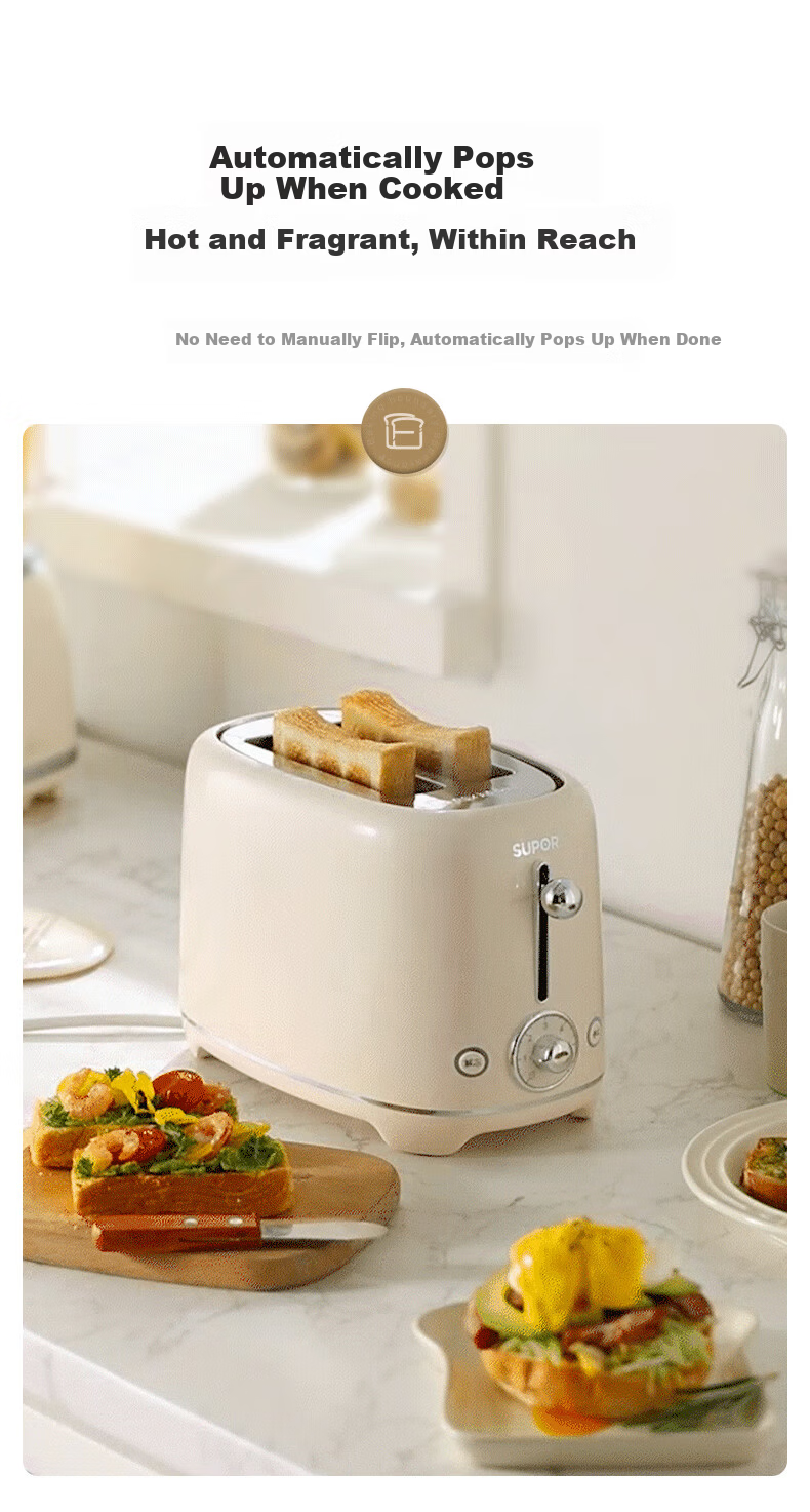 SUPOR Bread Maker Sandwich Toaster Breakfast Machine Home Toaster Color Screen Menu Multifunctional Light Food Machine 6+1 Adjustable Heat Settings DJ808 10