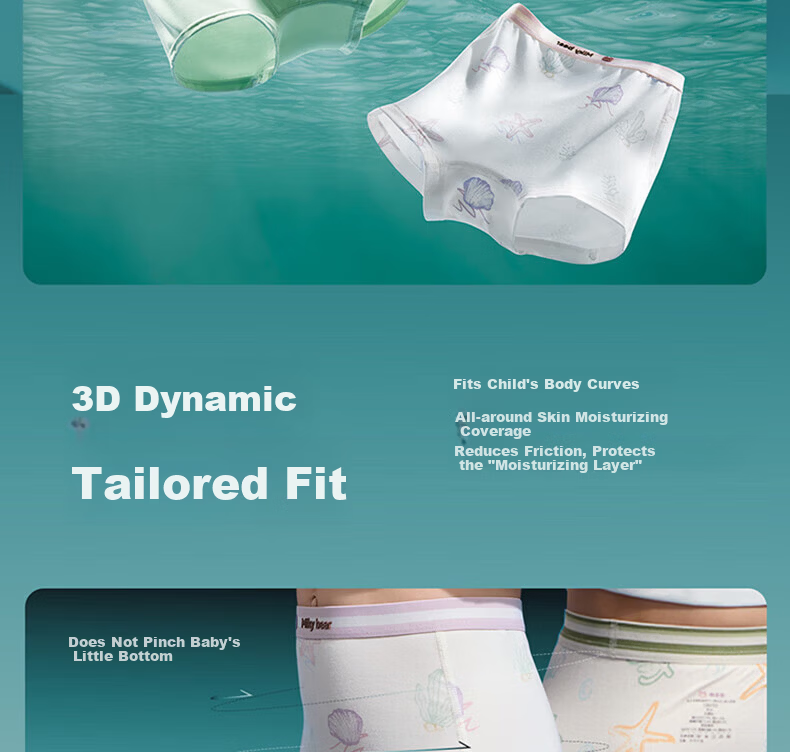 Mianqixiong Little Ocean Blue Seaweed Kids Underwear Girls Soft Breathable Antibacterial A-Class Boxer Briefs 30