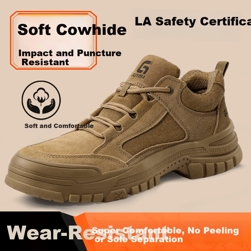 JUNBU Men's Safety Shoes Steel Toe Anti-Smash Anti-Puncture Lightweight Comfortable Durable Work Site Safety Shoes 3115L Size 40