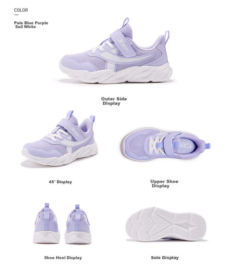 Xtep Kids Lightweight Running Shoes 2.0 Girls Toddler Running Shoes Navy Purple/Off-White Size 29 6
