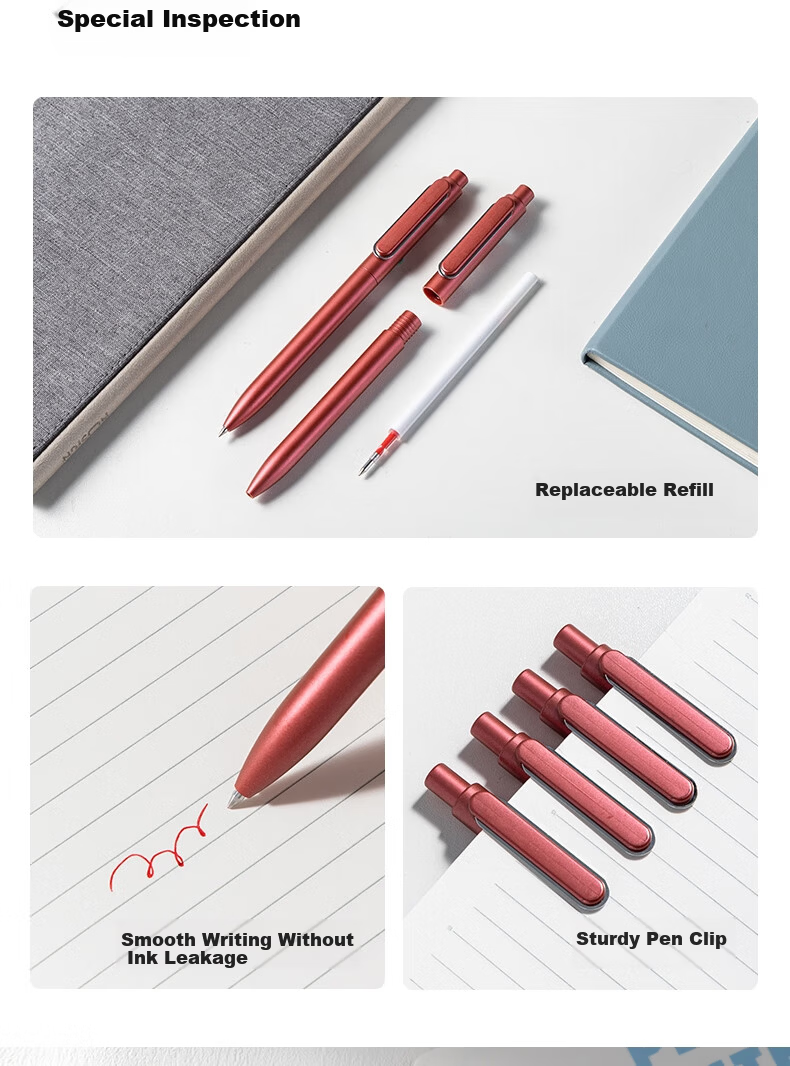 Deli Smooth Star Lesu Premium Smooth Gel Pen 0.5mm Bullet Tip Retractable Pen Metal Paint Red 12pcs/Box A12 6