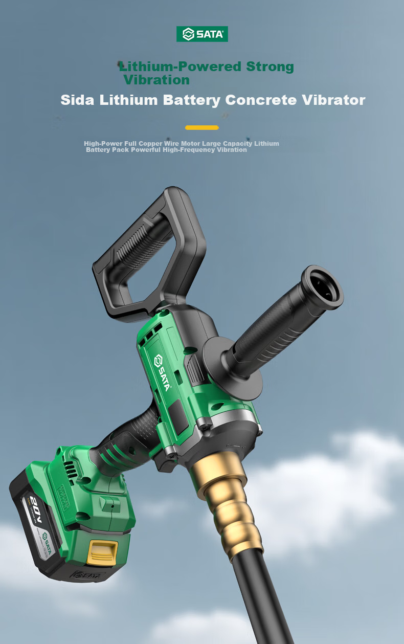 SATA Lithium Battery Brushless Concrete Vibrator Handheld Site Rechargeable Concrete Vibrator D05540 One Battery 1