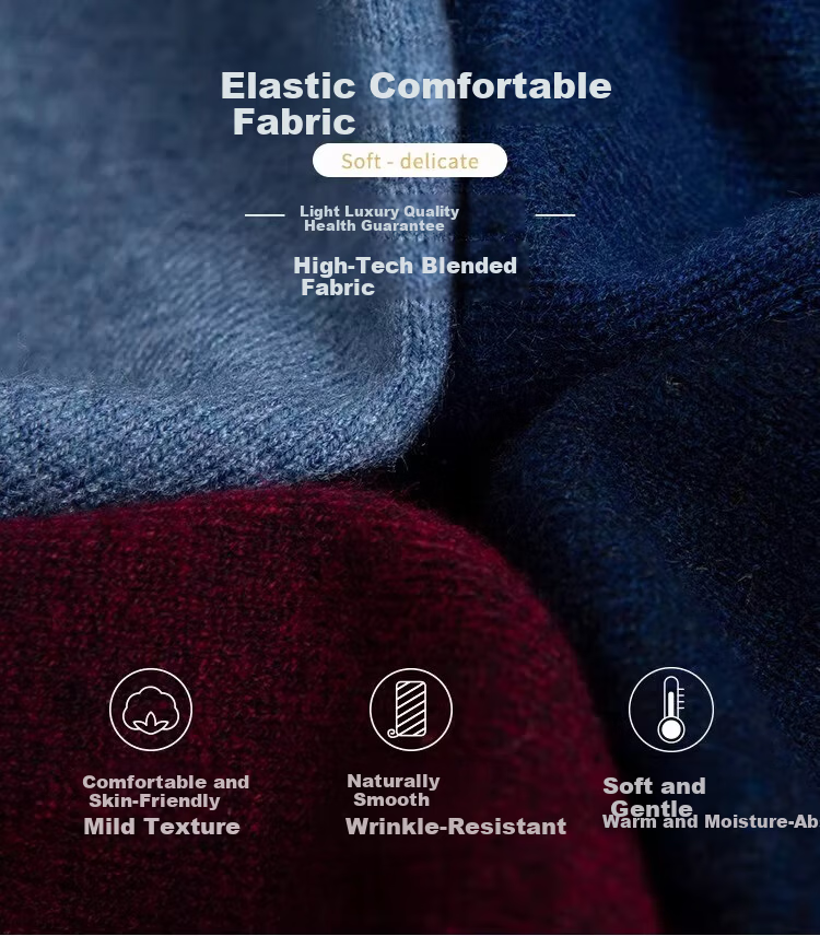 MONTAGUT Horse Year Greeting Autumn And Winter Men's Knit Sweater Business Versatile Lapel Casual Sweater Men's T-Shirt Navy Blue 2XL 4