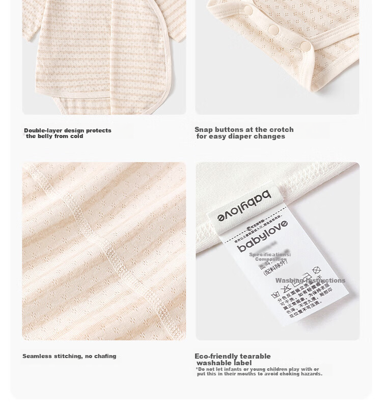 Babylove Organic Natural Hypoallergenic Newborn Bodysuit Summer Thin Breathable Cotton Triangle Romper 5