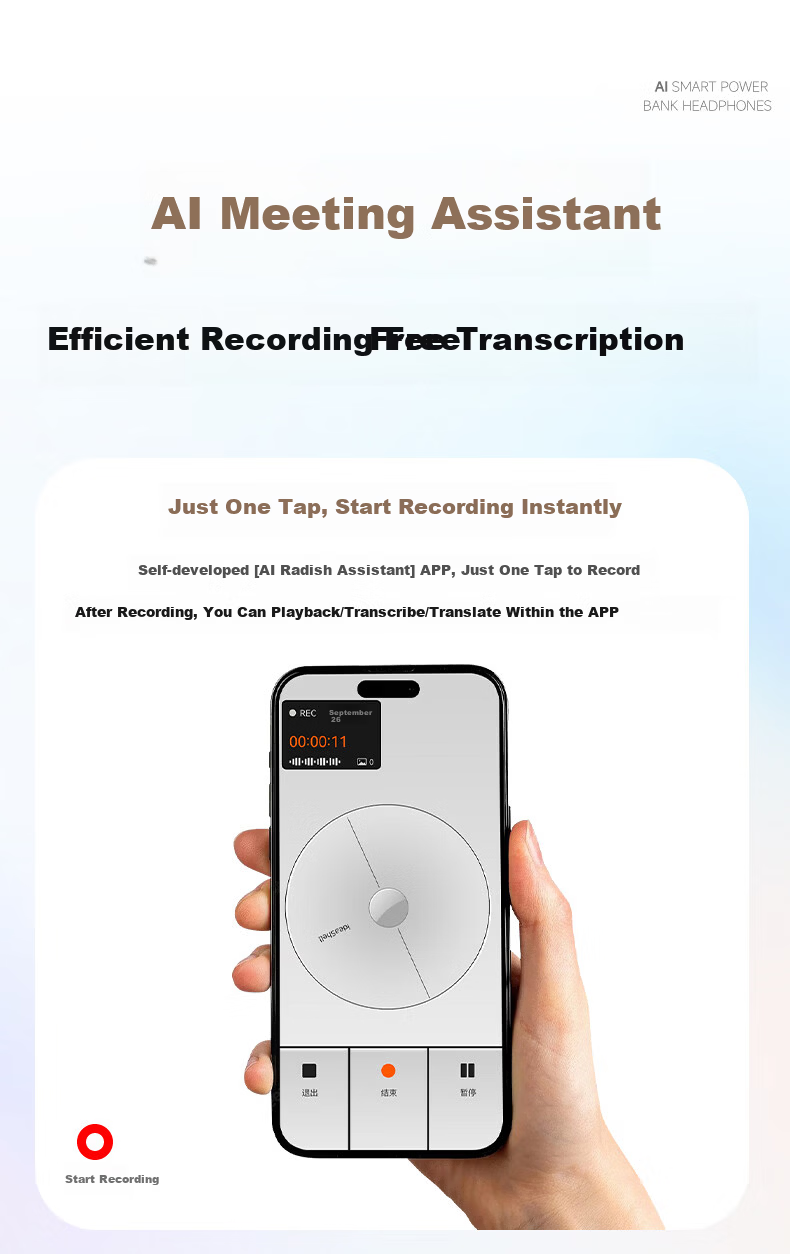 D.ROB D.ROB Clip-On AI Translation Wireless Bluetooth Earphones 2-in-1 Long Battery Life Compatible with Huawei Xiaomi Apple K75 Off-White 8