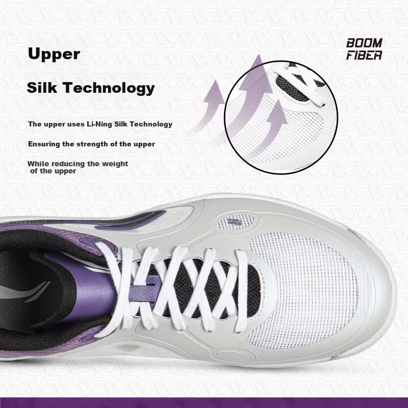 LI-NING Professional Table Tennis Shoes Qilin LIGHT 2.0 Silk Training Competition Sports Shoes Standard White/Mineral Purple Size 36