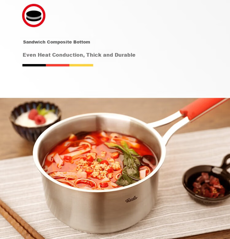 Fissler Little Red Handle Series 24cm Stainless Steel Double Handle Deep Soup Pot with Steel Lid 5