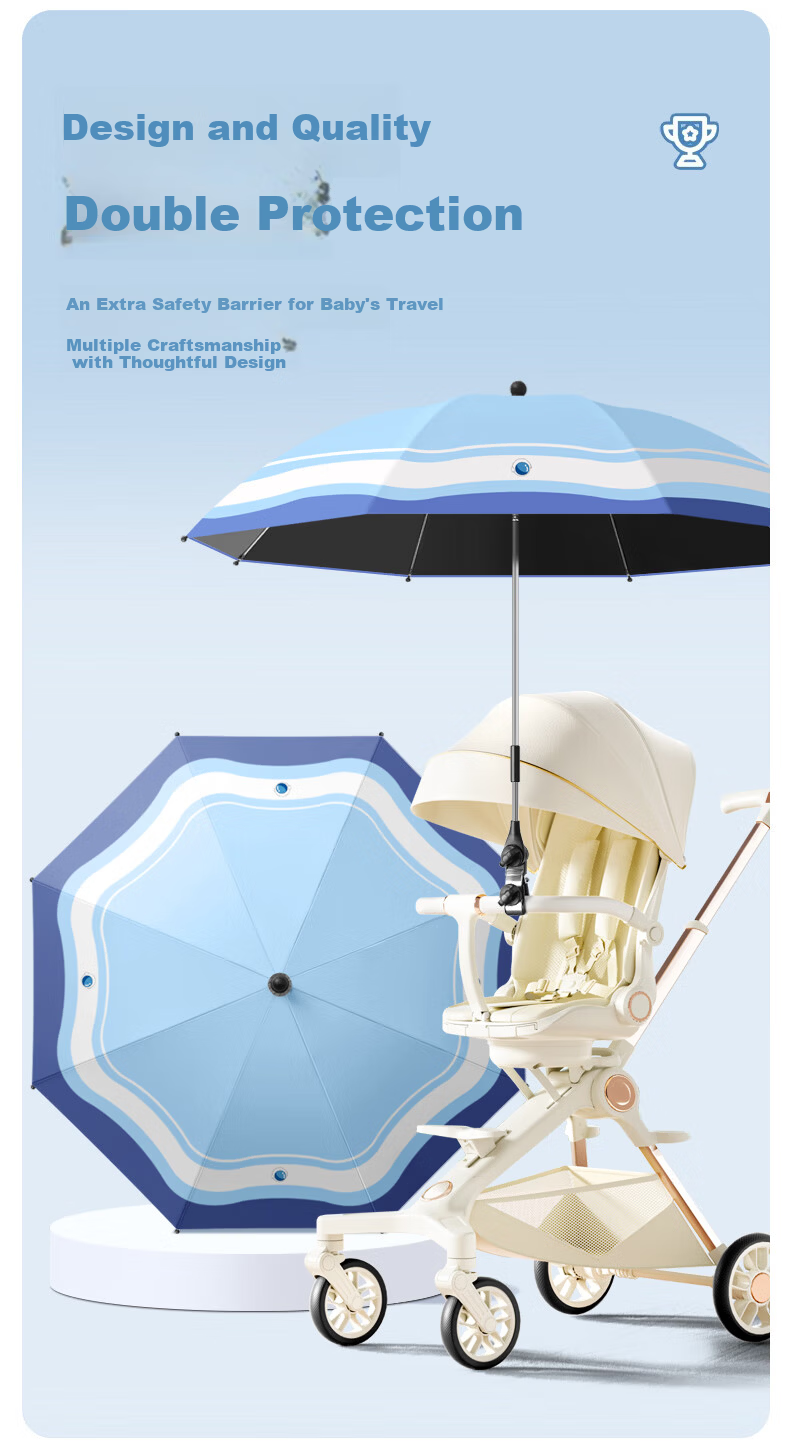 Mido Baby Stroller Sunshade Umbrella Tricycle Pushchair Sun Protection Rain Umbrella M901 Peach Pink 3