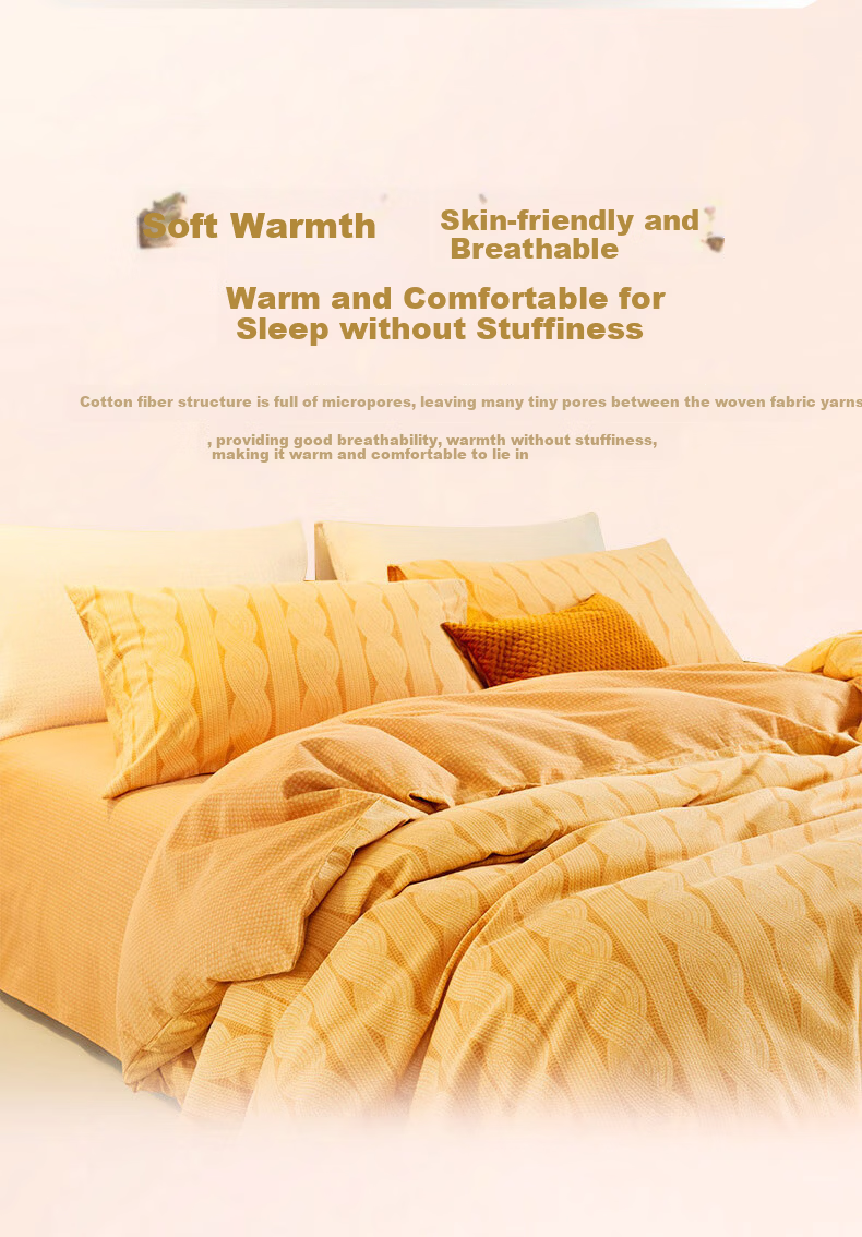 LOVO Luolai Pure Cotton Brushed Four-Piece Bedding Set, Autumn And Winter Thickened Warm Pure Cotton Bed Sheet And Duvet Cover, 200*230cm 9