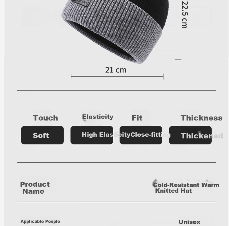 Woodpecker Men's Winter Warm Thickened Knitted Cotton Hat Windproof Cycling Beanie 15