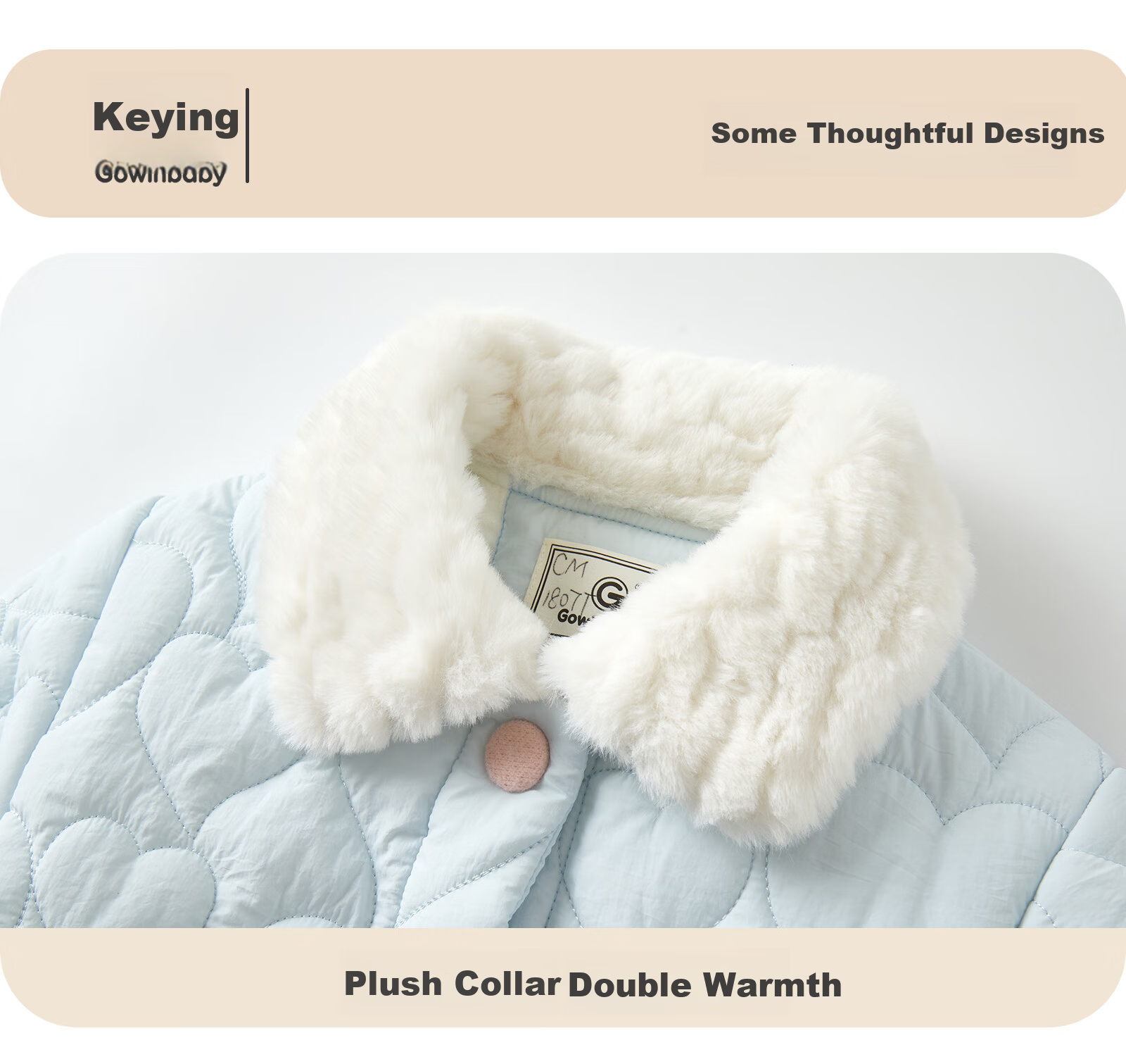 GOWINBABY Girls' Windproof Coat 2025 Winter New Cute Cotton Padded Cartoon Warm Fleece Jacket 10