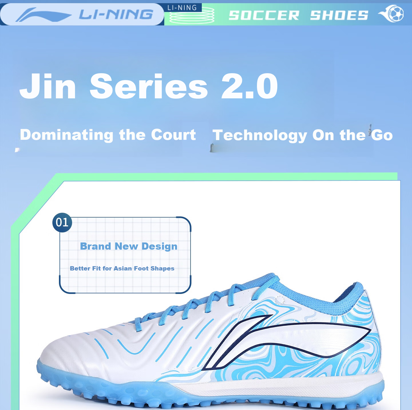 Li-Ning Men's Football Shoes TF Turf Studs Adult Youth Student Professional Training Competition Sports Non-Slip Breathable Cleats Size 42 4
