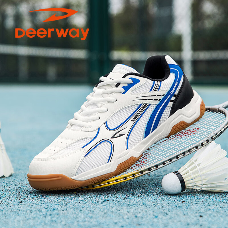 Dareway Badminton Shoes Unisex Shock Absorption Comfortable Durable Stable Support Competition Training Sports Shoes White Blue 35