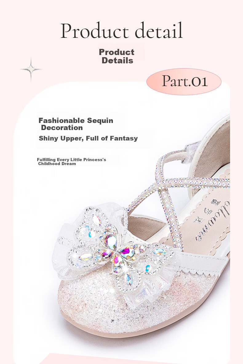 Fulromy Girls Summer Half Sandals Sweet Bow Princess Shoes Non-slip Breathable Leather Sandals Iridescent Beige Size 26 4