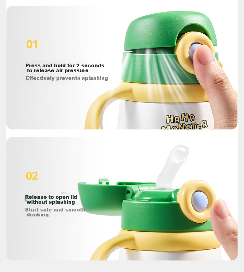 Taoqibaby Children's Insulated Water Bottle Stainless Steel 316L School Water Cup with Strap and Straw 6