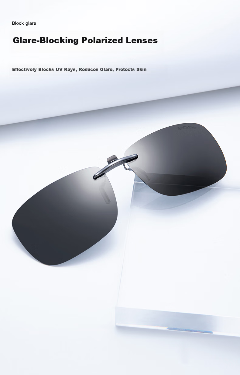 CAXMAN Clip-On Polarized Prescription Sunglasses for Men and Women, Lightweight Square Driving Glasses, UV Protection and Sunshade 2