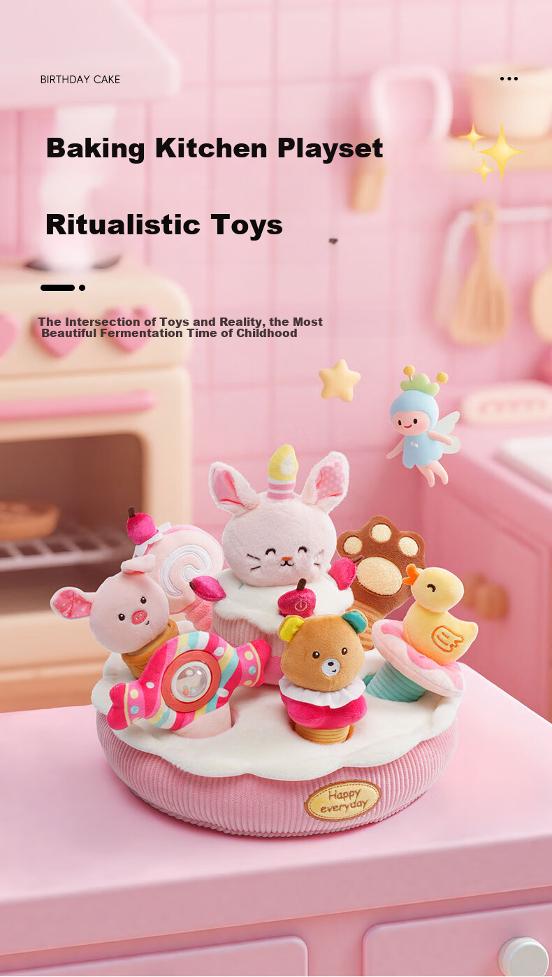 Jollybaby Baby Birthday Cake Pull Carrot Plush Toy First Birthday Gift Full Moon Gift for Girls Ages 3-6 - Simple Packaging Rabbit 1