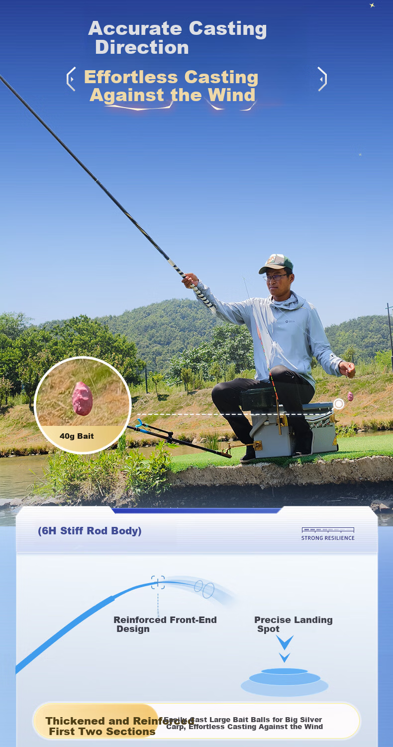 Skiofishes Dragon Battle Lightweight Composite Fishing Rod Hand Rod Ultra-Light Ultra-Hard Fishing Pole Hand Rod Taiwan Fishing Rod 3.9m 4.5H 28 Tune 2
