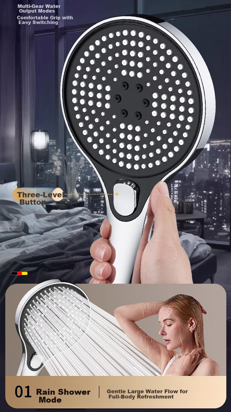 WUZORY Germany Pressurized Shower Head Handheld Bathroom Silver 127 12