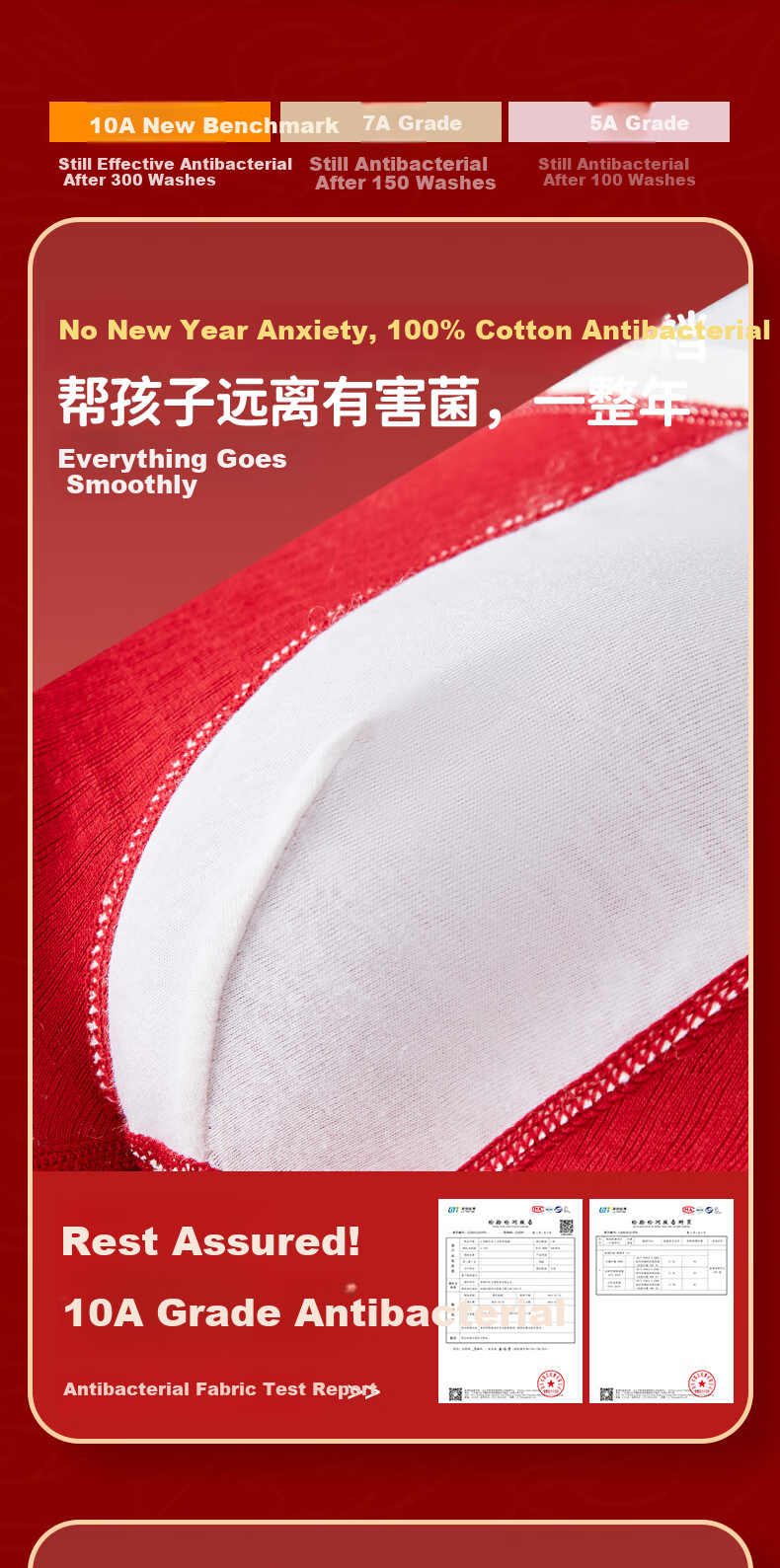 MiiOW Boys' Red Cotton Boxer Briefs for Children, 3-Pack, Pure Cotton, Comfortable Fit for Ages 6-12, Non-Chafing 9