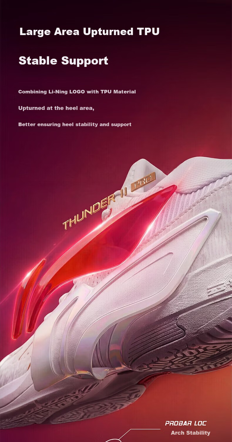 LI-NING Badminton Shoes Thunder 2 Pro Standard White/Pink AYAW001-3 Size 37 3