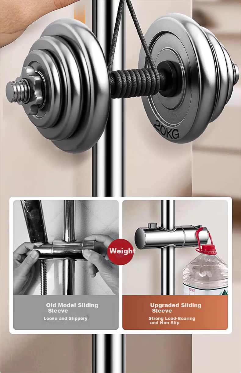 WUZORY [Germany] Shower Slide Bar Shower Head Bracket Holder No-Drill Clip Fixing Base W142 13