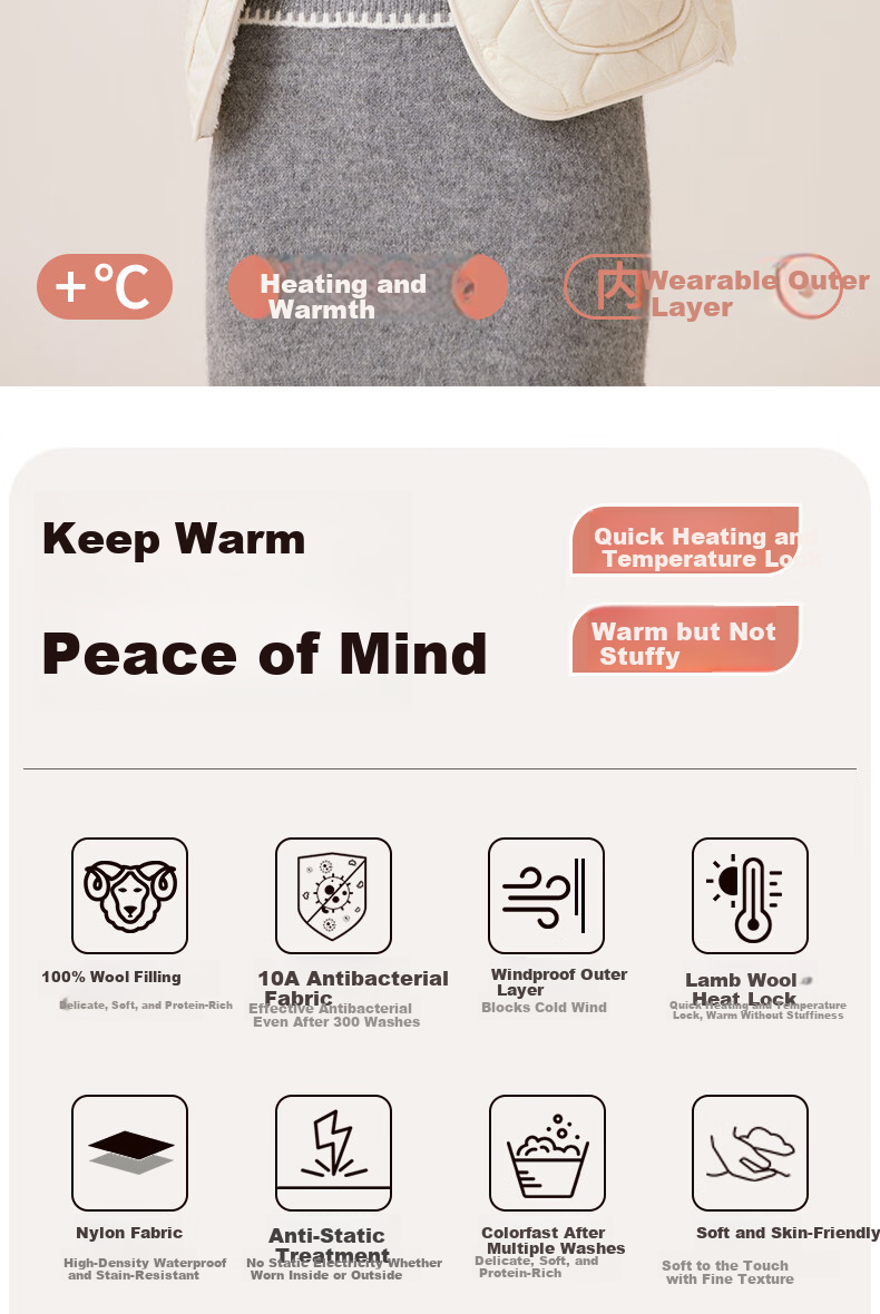 Urban Beauty Women's Thermal Vest Wool Sleeveless Jacket Lightweight Fleece Thickened Heated Vest for Spring Autumn Winter 2