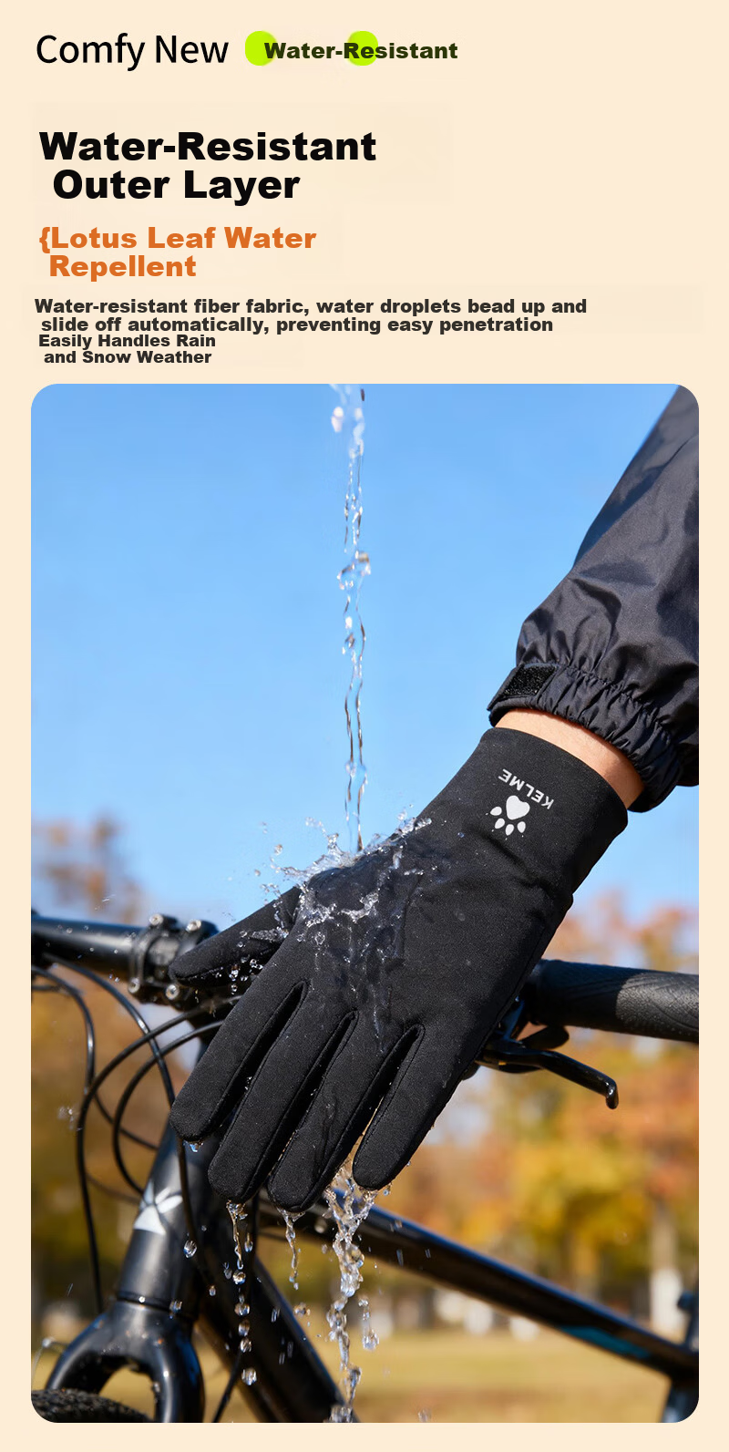KELME Winter Outdoor Running Cycling Gloves Unisex Warm Fleece Lined Cold Resistant Bicycle Football Training Gloves 9