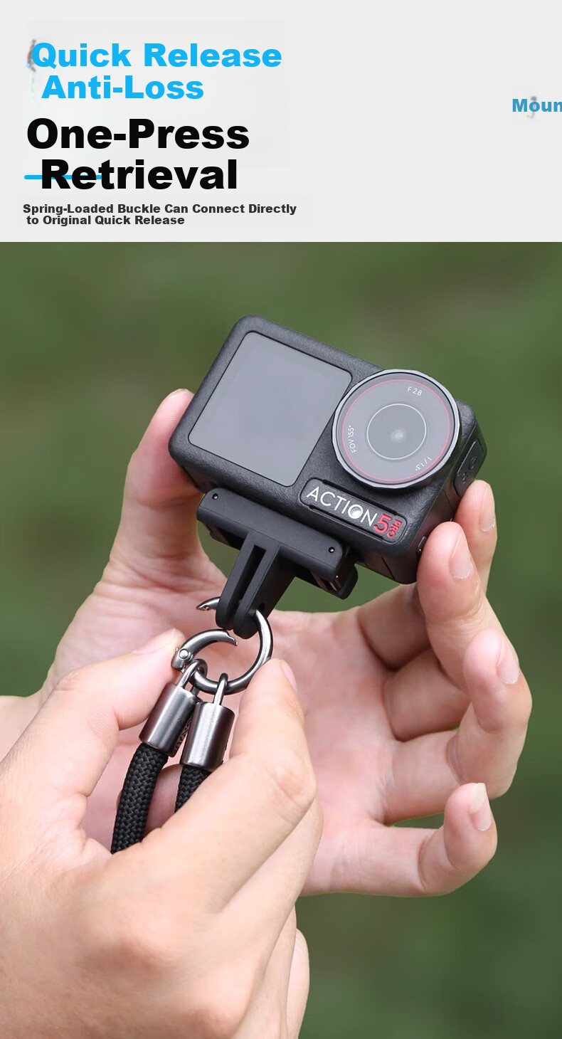 BIAZE DJI Action 6/5/4/3 Lanyard DJI 360 Wrist Strap AcePro2 Anti-Lost Safety Strap Fixed Rope Sports Camera Accessory Black JS34 3