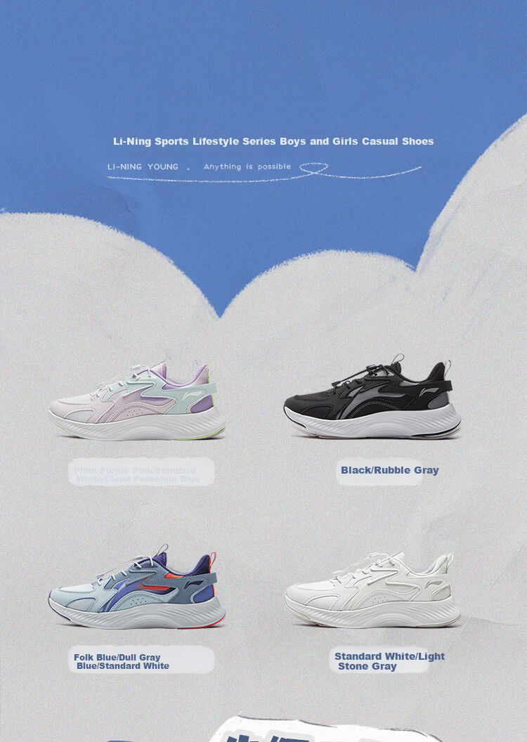 LI-NING Kids Lingyue Running Shoes Boys Girls Summer Breathable Shock Absorption Rebound Soft Lightweight Sports Shoes 2