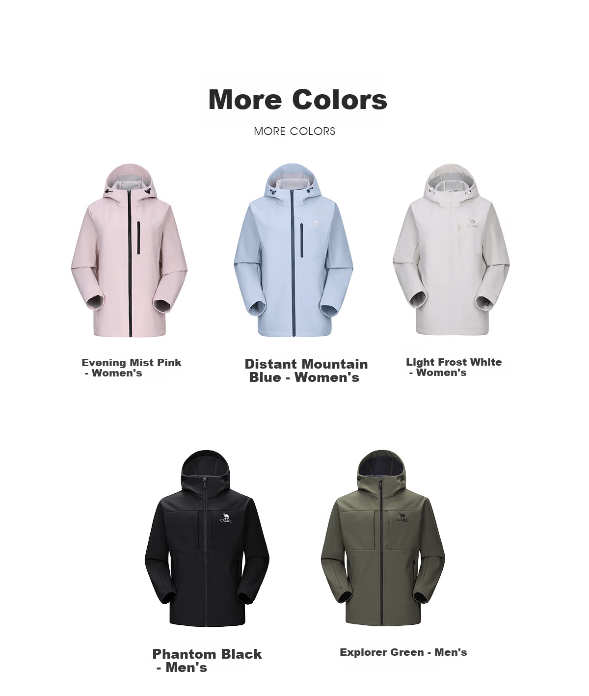 CAMEL Women's Softshell Jacket Fleece Lined Warm Anti-Static Windproof Waterproof Hooded Coat for Men 11