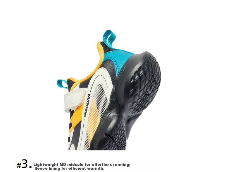 QIAODAN Boys' Cotton Shoes Children's Running Shoes Winter Toddler Velcro Sports Shoes Black/Ivory Size 33 11