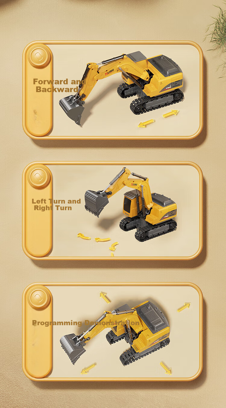 Enbei Family Children's Alloy Remote Control Excavator Toy Boys 6-10 Years Engineering Vehicle Model Children's Day Gift 5