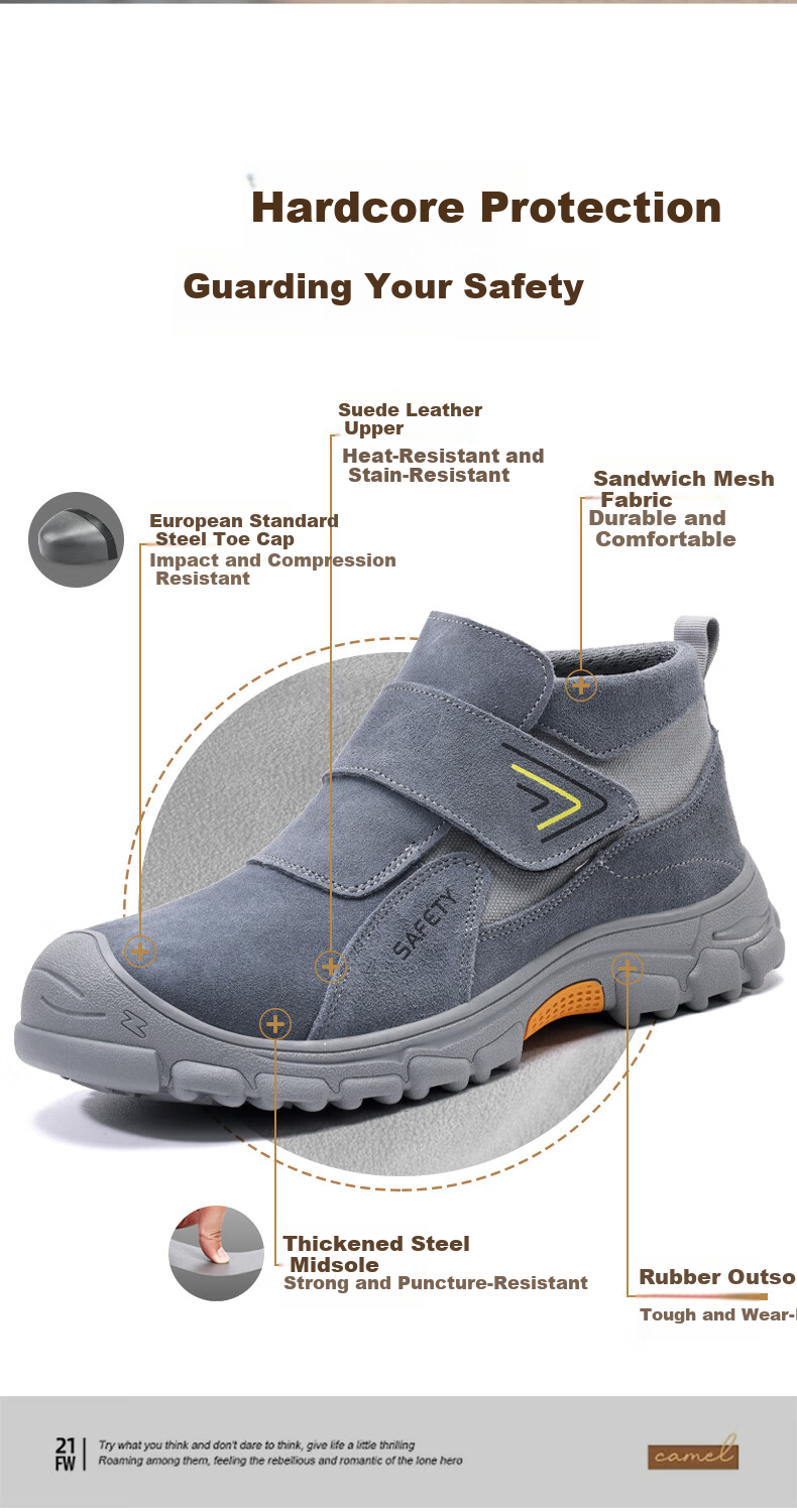 GUYISA Men's Breathable Anti-Smash Anti-Puncture Steel Toe Lightweight Safety Work Shoes 3027GY Size 41 4