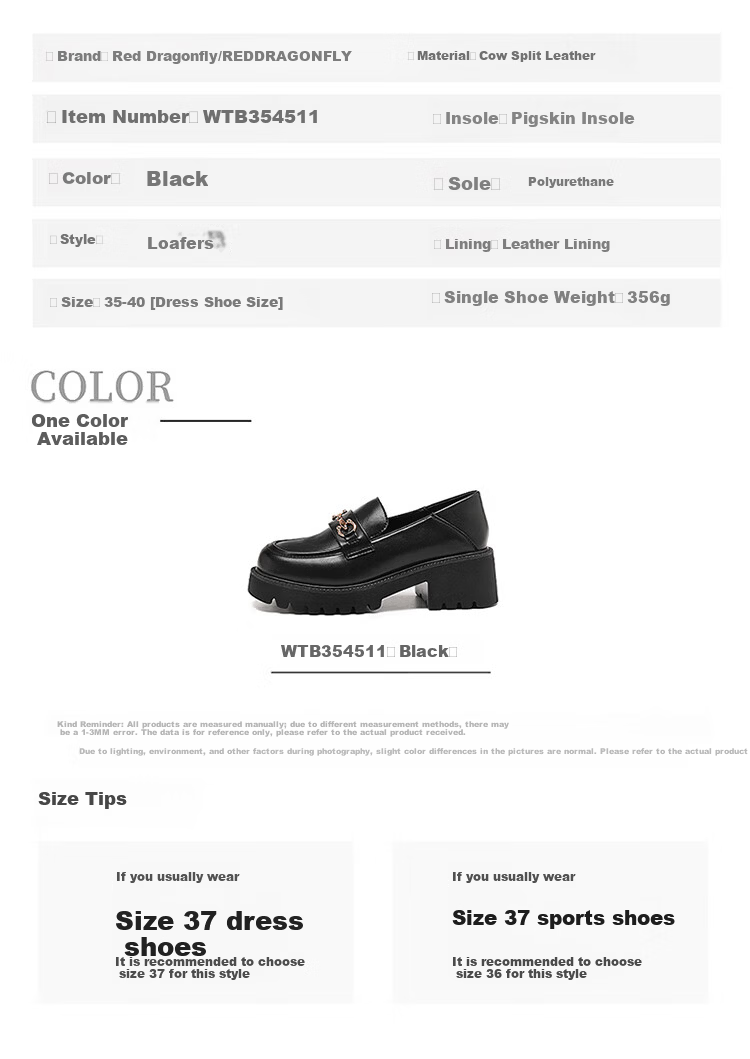 Red Dragonfly Women's Breathable Comfortable Loafers Soft Sole Slip-On Commuter Low-Cut Flats WTB354511 Black Size 36 9